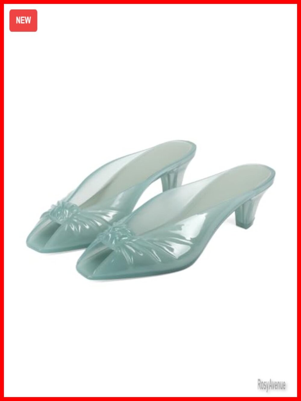 Women's Kitten Heel Jelly Mules Slip-On Sandals TPU Waterproof